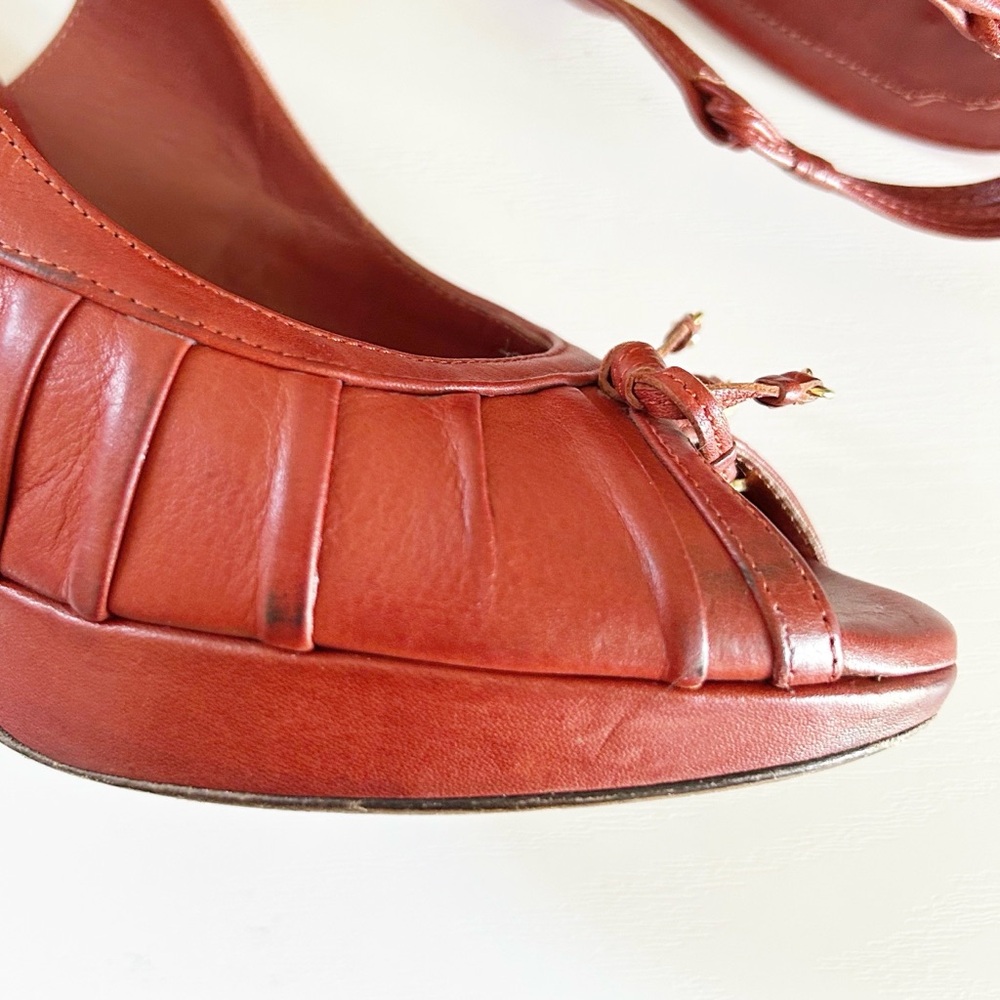 Dior Gipsy Vintage John Galliano Slingback D Charm Red Leather Heels Size EU 38 - Picture 11 of 14
